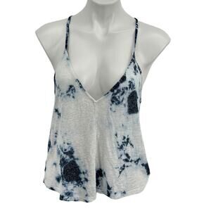 ME to WE Rayon Beachy Tank SZ M Women's Blue Coastal Boho Summer Sexy Tie Dye